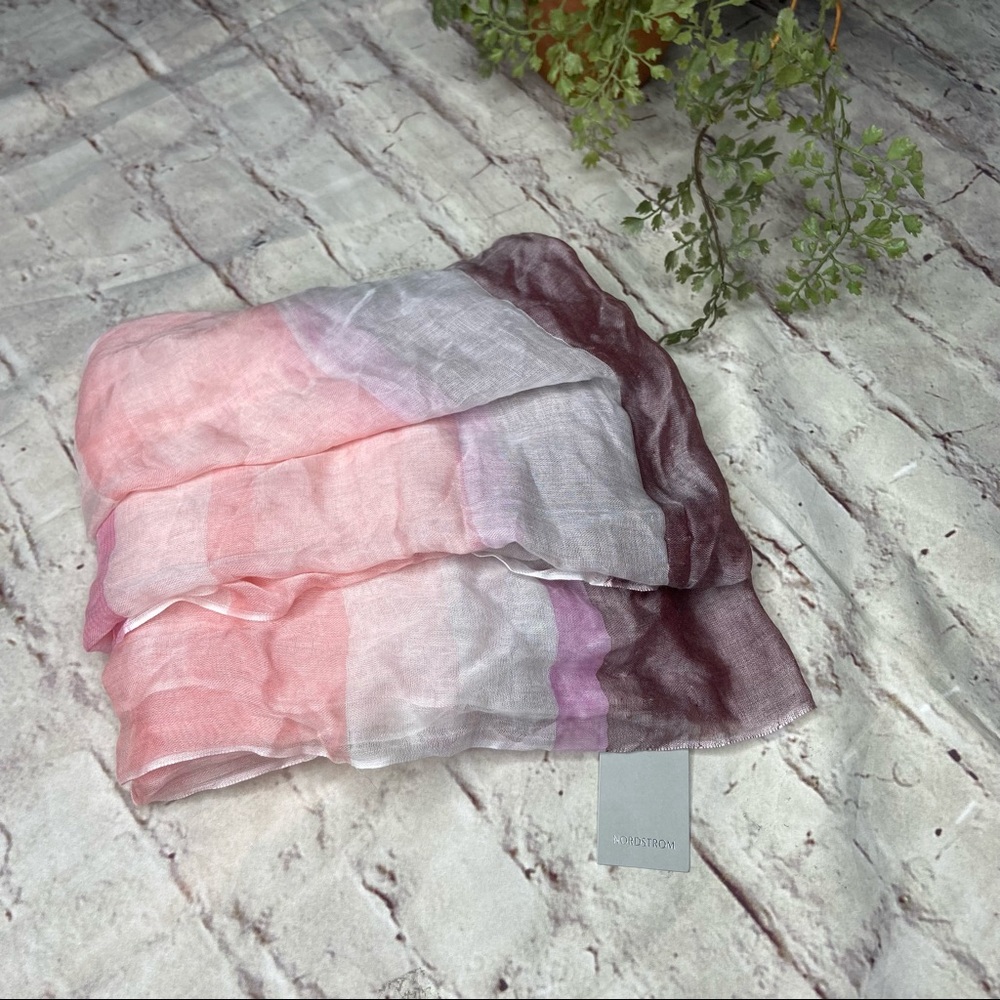 Nordstrom Pink Combo Royal Plaid Sheer Silk Scarf - Picture 4 of 4